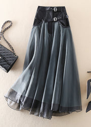 Französisch Grau Mode Patchwork Tüll Röcke Frühling