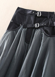 French Black fashion Patchwork Tulle Skirts Spring