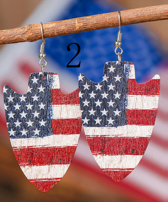 French Independence Day print Wood Material Silver Earrings Jewelry For Women