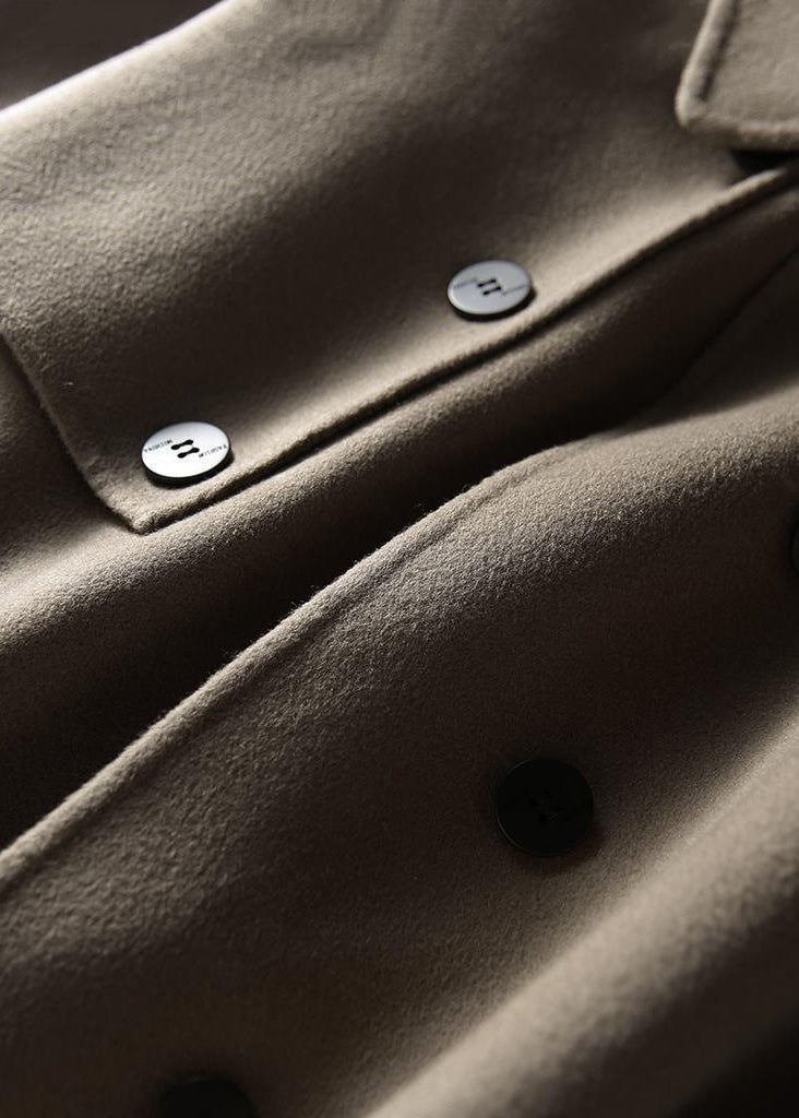 French Khaki Oversized Double Breast Woolen Jackets Fall