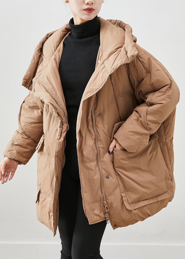 French Khaki Oversized Thick Duck Down Down Coats Winter
