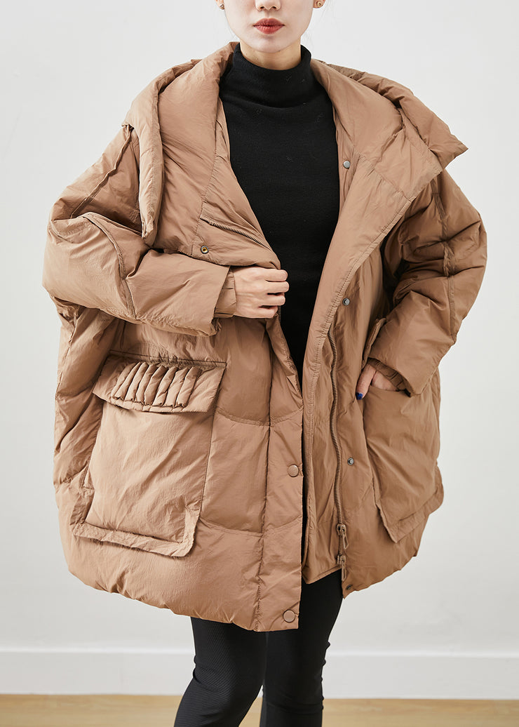 French Khaki Oversized Thick Duck Down Down Coats Winter