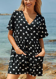 French Leopard Button Pockets Vacation Summer Cotton Dress - SooLinen