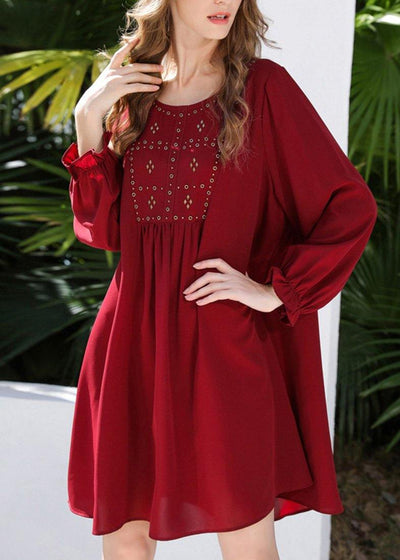 French Mulberry fashion Chiffon long sleeve Spring Vacation Dresses - SooLinen