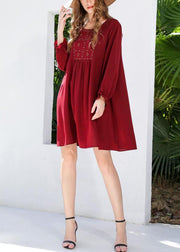 French Mulberry fashion Chiffon long sleeve Spring Vacation Dresses - SooLinen