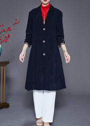 French Navy Lapel Single Breasted Slim Fit Trench Coats Fall