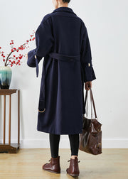 French Navy Slim Fit Thick Woolen Trench Coats Winter