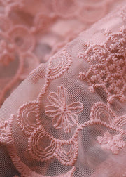 Französische rosa bestickte Baumwoll-Strickjacken mit langen Ärmeln