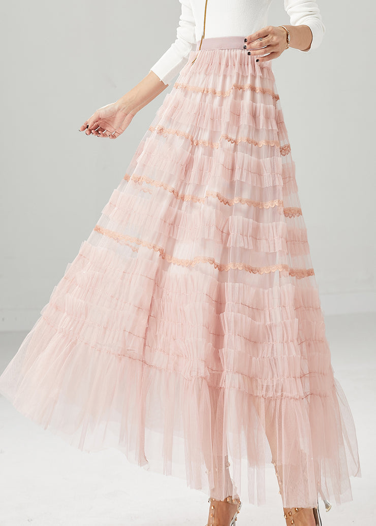 French Pink Ruffled Exra Large Hem Tulle Skirt Fall