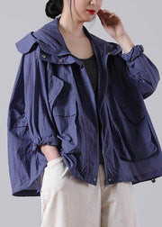 French Purple Low High UPF 50+ Coat Jacket Summer Hoodie Coat - SooLinen