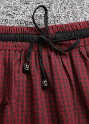 French Red drawstring Asymmetrical Patchwork Skirt Spring