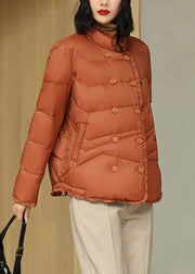 French Rust Stand Collar Patchwork Duck Down Down Coats Winter