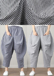 French Striped Harem Oversize Pants Trousers Summer - SooLinen