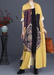 French Yellow Silk Long Spring Dress - SooLinen