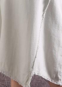 French asymmetric hem Cotton tunics for women design nude Dress summer - SooLinen