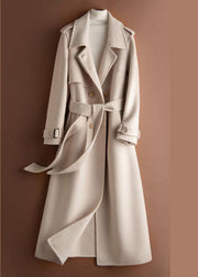 French beige Fashion clothes For Women Wardrobes lapel tie waist  coat - SooLinen