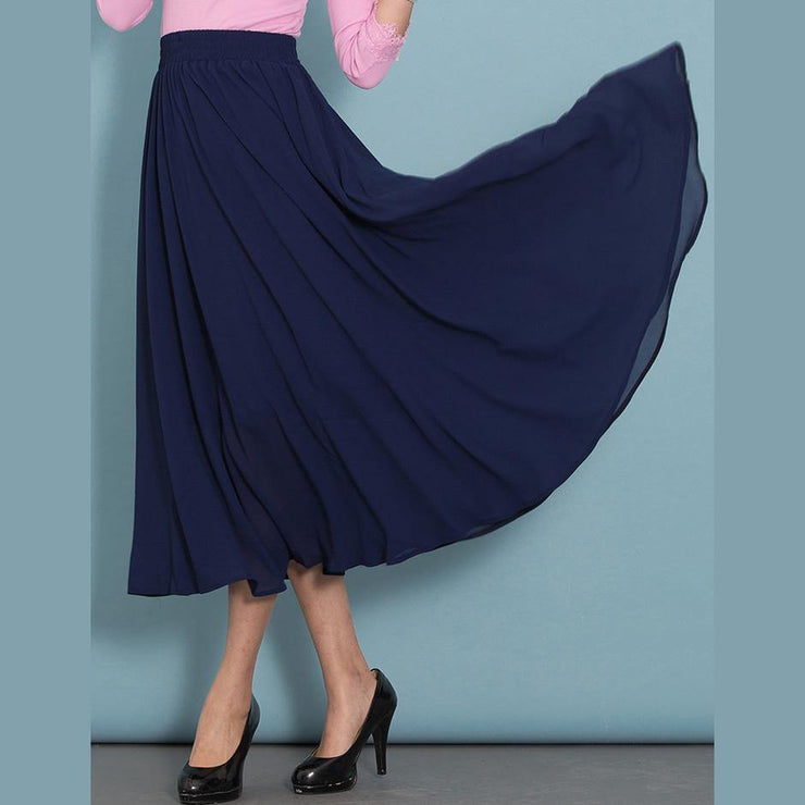French blue chiffon dress big hem Dresses summer Dress - SooLinen