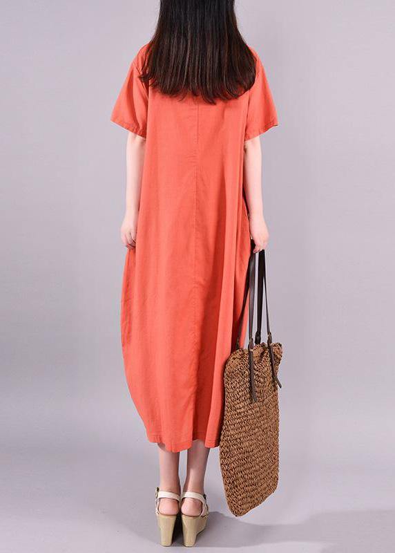 French cotton linen dress Metropolitan Museum Embroidery And Printed Casual Summer Dress - SooLinen