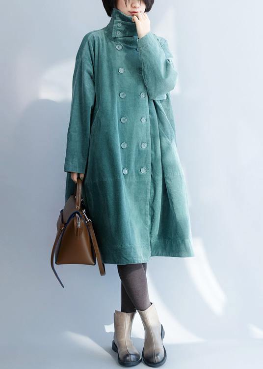 French green fine clothes For Women Inspiration double breast stand collar coats - SooLinen