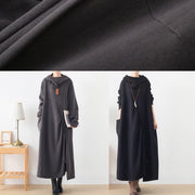 French hooded asymmetric Tunic Catwalk black Kaftan Dresses - SooLinen