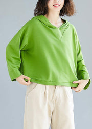 French hooded cotton tunic pattern Christmas Gifts green shirts fall - SooLinen