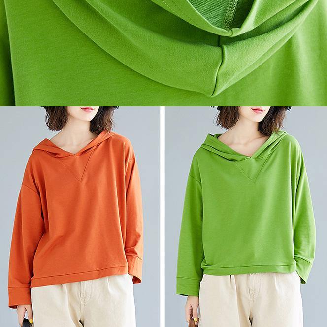 French hooded cotton tunic pattern Christmas Gifts green shirts fall - SooLinen