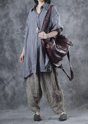 French lapel Batwing Sleeve linen tunic pattern Sewing gray blouse - SooLinen