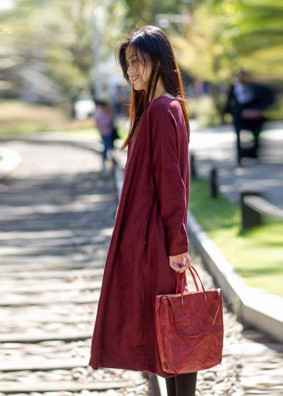 French linen Robes Metropolitan Museum Vintage Plaid Spliced Long Sleeve Midi Dress