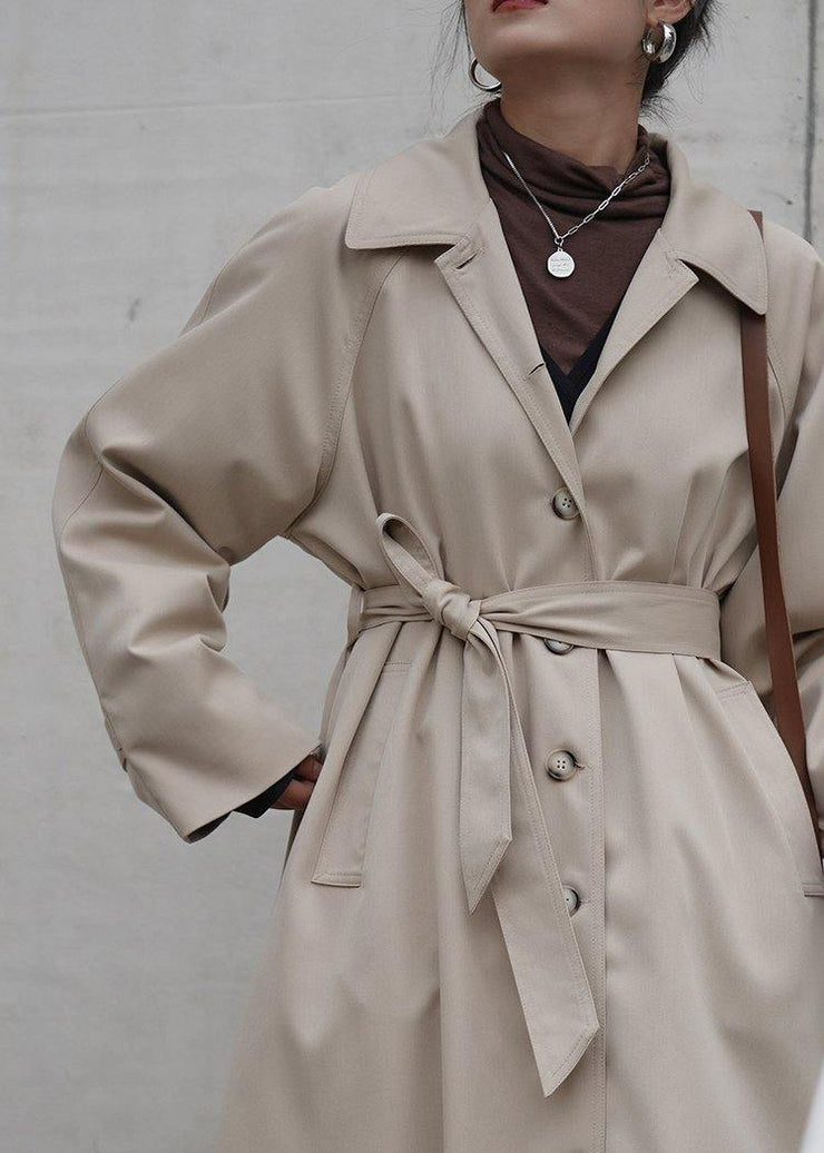French nude Plus Size crane coats Fashion Ideas Notched pockets coats - SooLinen