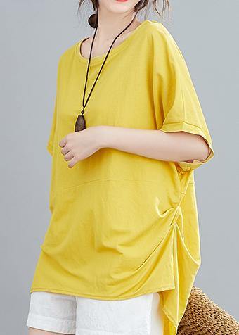 French o neck Batwing Sleeve women blouses Neckline yellow blouse - SooLinen