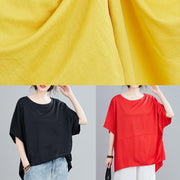 French o neck Batwing Sleeve women blouses Neckline yellow blouse - SooLinen