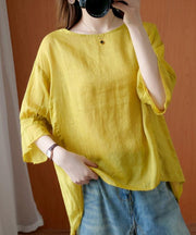 French o neck Ruffles tops women blouses Christmas Gifts yellow blouse - SooLinen