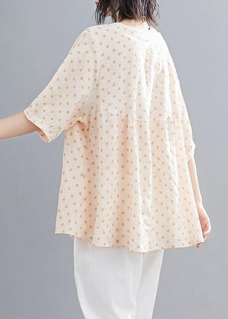 French o neck lantern sleeve Cotton summer quilting top Wardrobes yellow dotted tops - SooLinen