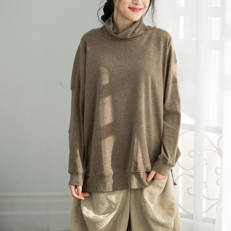 Tunika-Muster aus Baumwolle mit französischer Seite, plus Größe Fotografie-Khaki-Tunika-Shirt