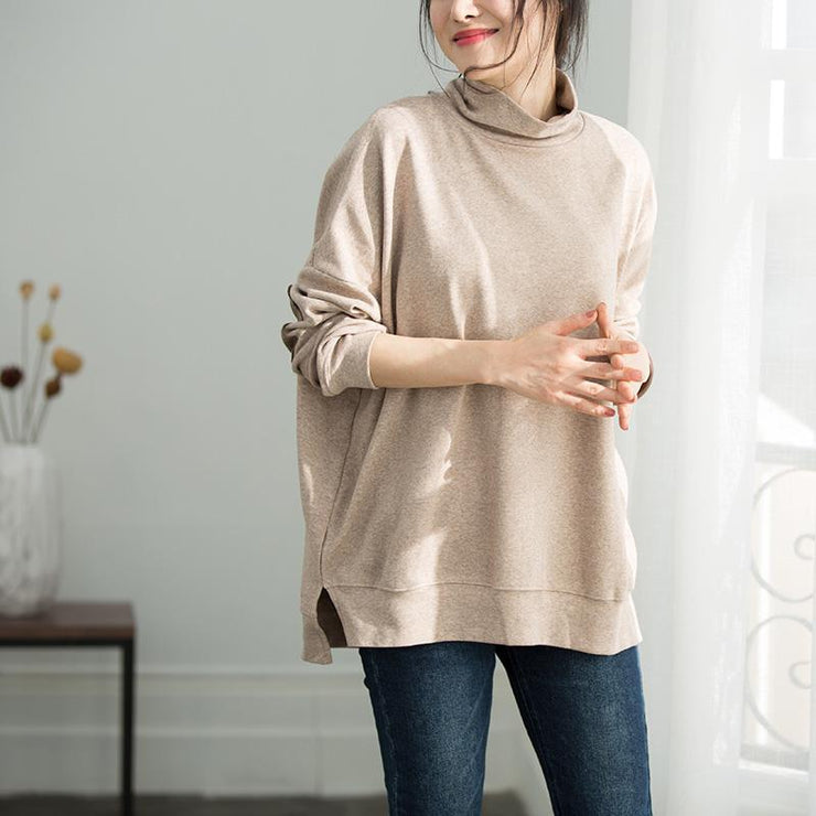 Tunika-Muster aus Baumwolle mit französischer Seite, plus Größe Fotografie-Khaki-Tunika-Shirt