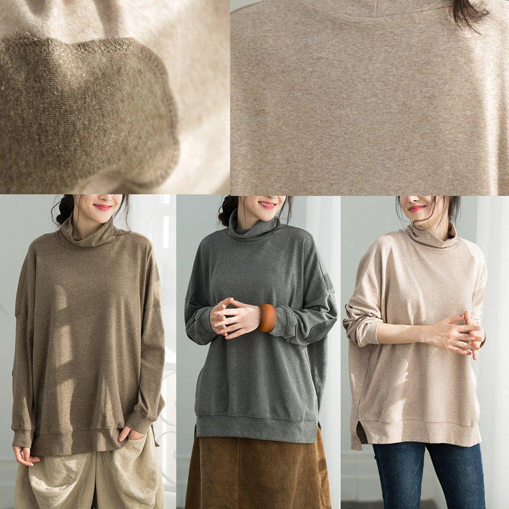 French side open cotton tunic pattern plus size Photography khaki tunic shirt