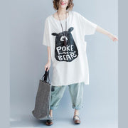 Französische offene Seitentaschen Baumwollkleidung Plus Size Fashion Ideas weiße lose Oberteile