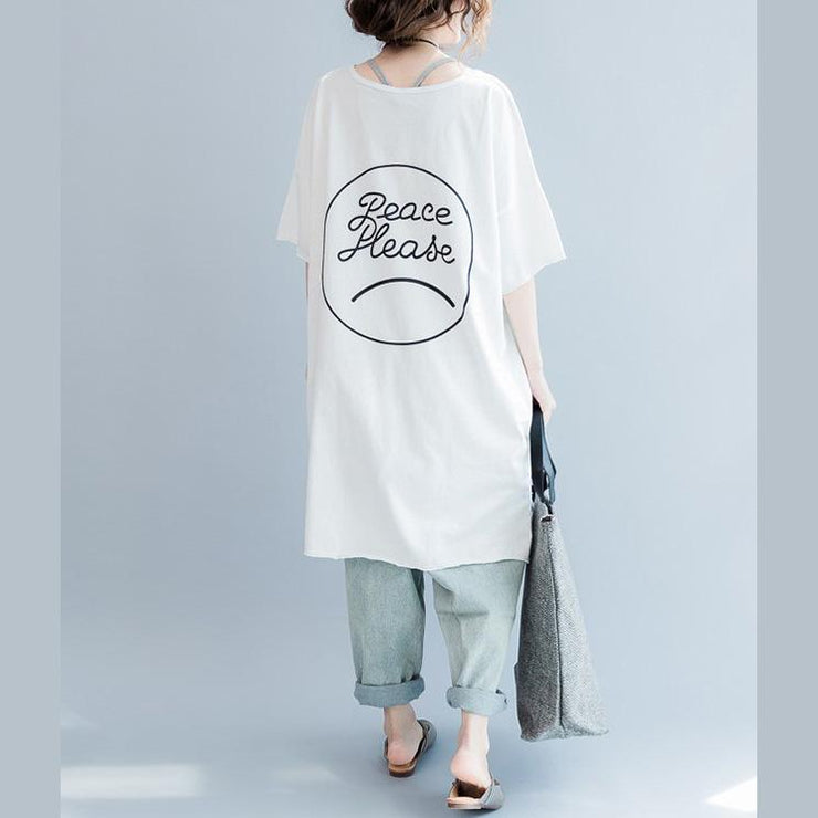 Französische offene Seitentaschen Baumwollkleidung Plus Size Fashion Ideas weiße lose Oberteile