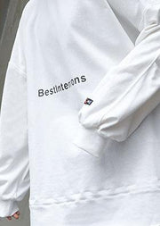 French white cotton Tunic alphabet silhouette fall blouse - SooLinen