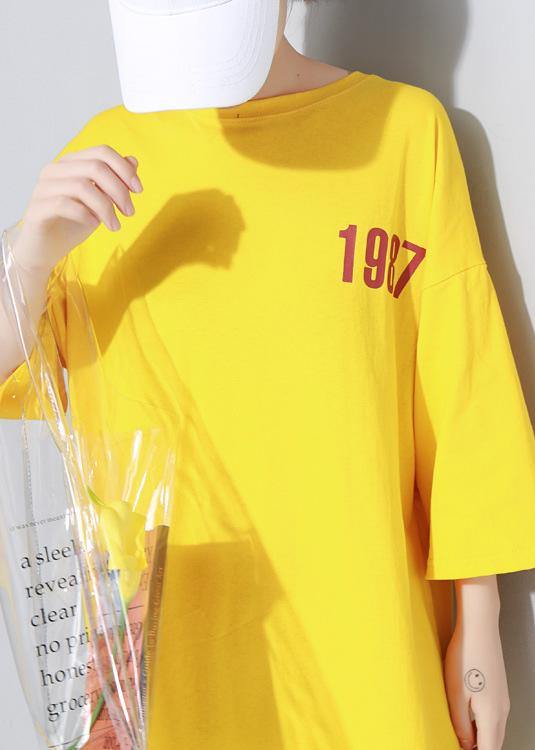 French yellow linen Long Shirts o neck cotton robes summer Dress - SooLinen