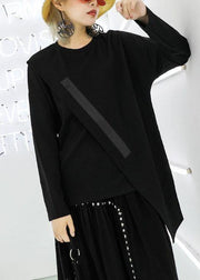 French zippered cotton box top Tutorials black asymmetric blouses fall - SooLinen