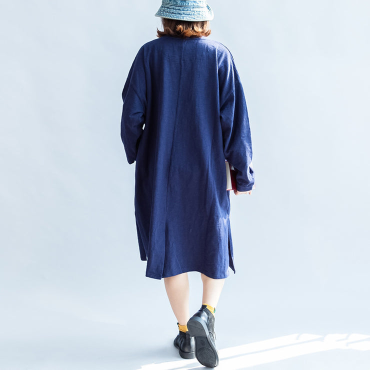 Marineblaue Baumwollkleider für Mädchen mit übergroßem Kaftan-Etuikleid im kausalen Stil