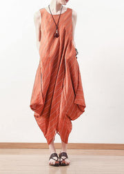 Goddess temperament dress was thin and irregular in orange long skirt - SooLinen