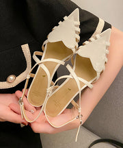 Gold Chunky Cowhide Leather Heart French Hollow Out Sandals