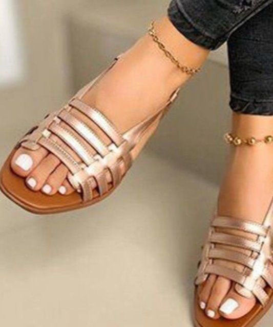 Gold Splicing Peep Toe Hollow Out Best Beach Sandals For Walking