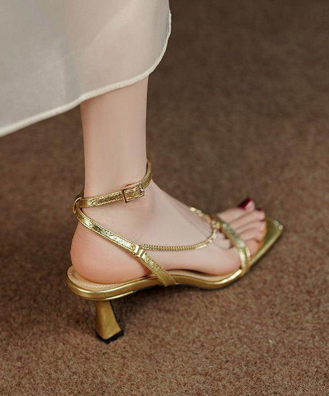 Golden High Heel Sandals Classy Buckle Strap Sandals