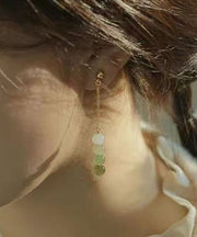 Gradient Color Green Jade Pearl Drop Earrings