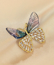 Gradient Color Purple Copper Zircon Resin Butterfly Brooches