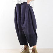 Gradient blue harem pants boho linen pants loose trousers plus size