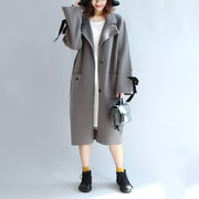 Gray woolen trench coat plus size wind breaker jackets